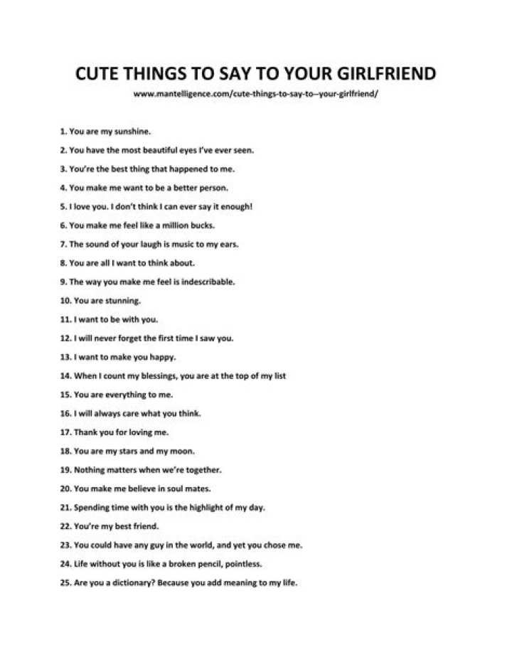 100 Cute Things To Say To Your Girlfriend
