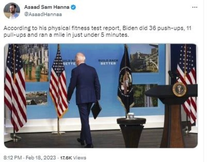 
Fact Check: Did President Joe Biden run a mile and do 36 push-ups? 