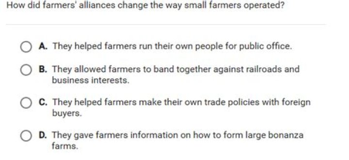 How did farmers alliances change the way small farmers operated