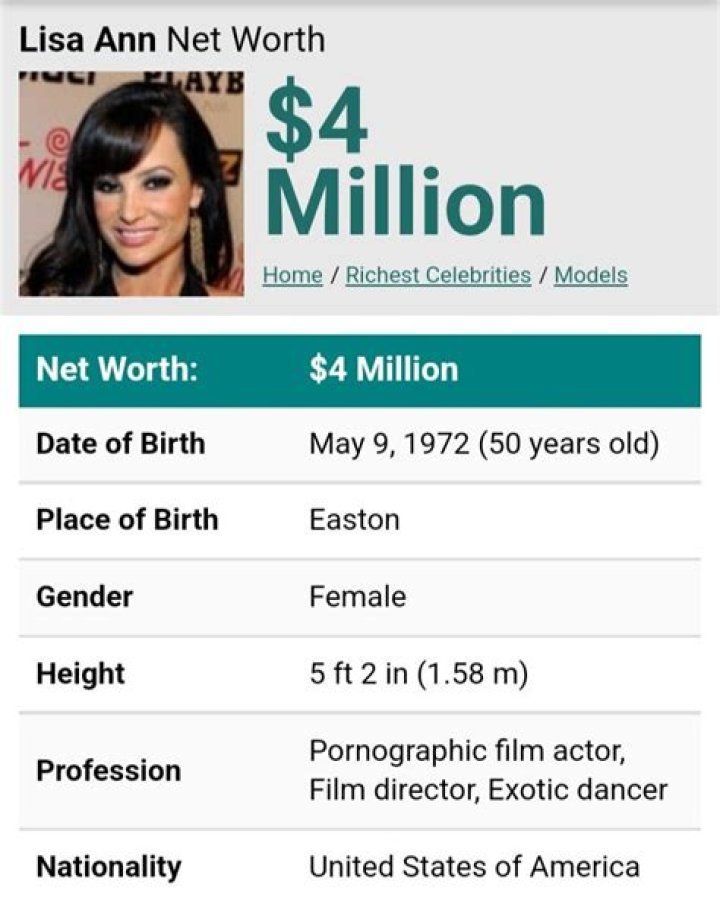 How Much Money Does Lisa Ann Make? Latest Lisa Ann Net Worth Income Salary