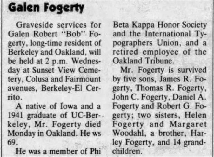 John Fogerty Parents: Who are Galen Robert Fogerty and Lucile Fogerty?