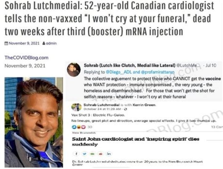 Obituary: Dr Sohrab Lutchmedial Saint John Cardiologist Dies – Age Wife & Wiki