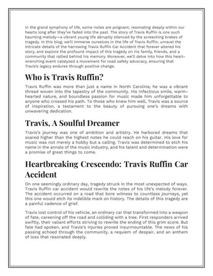 Travis Ruffin Car Accident: How did Travis Ruffin Die?