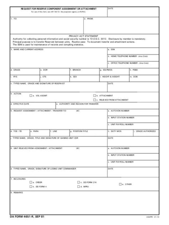What is a da form 4651