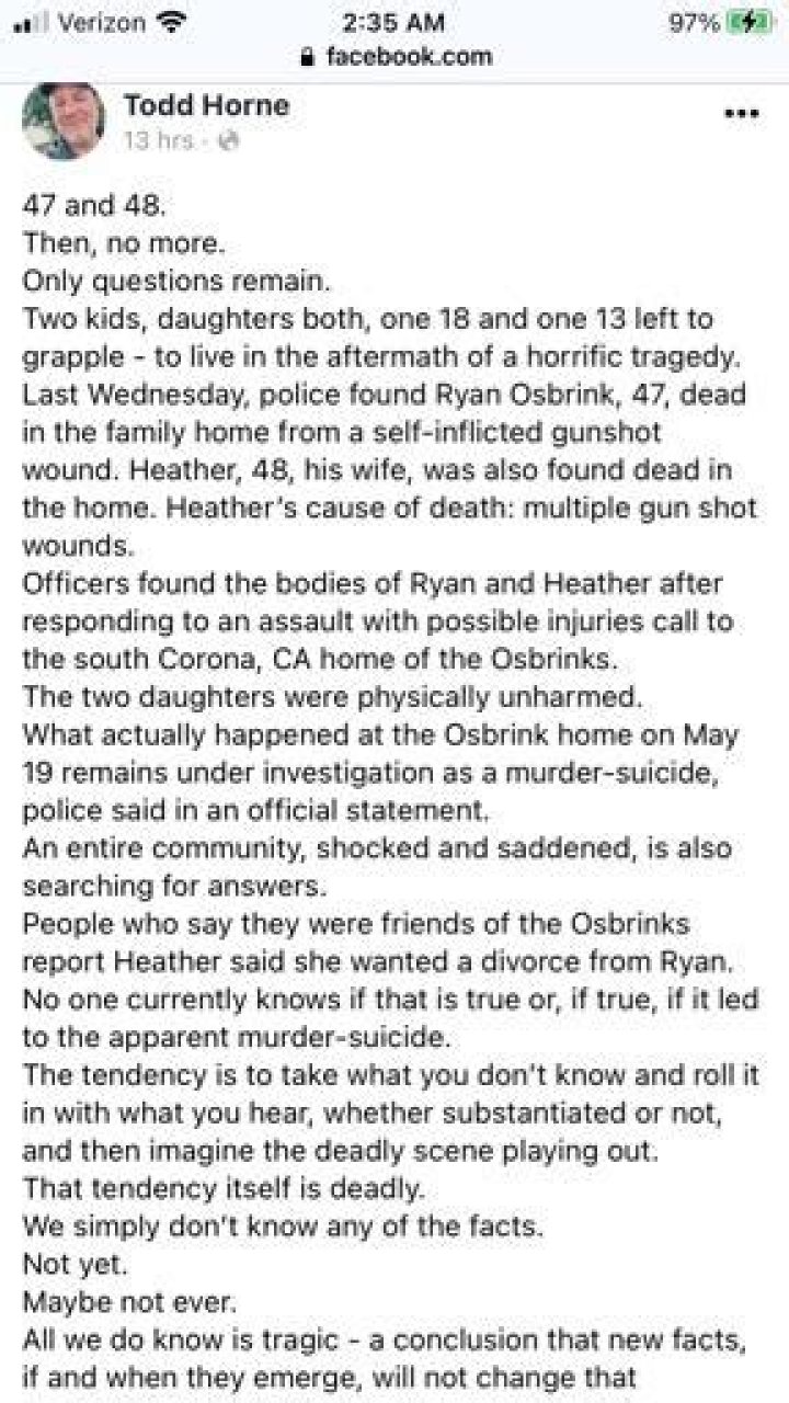 Who Are Ryan And Heather Osbrink? Everything To Know About The Corona Murder Suicide Case